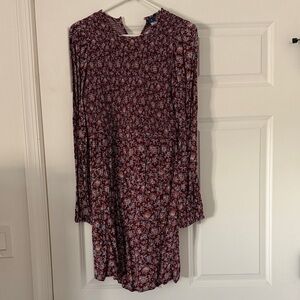 Old Navy Burgundy Floral Long Sleeve Dress